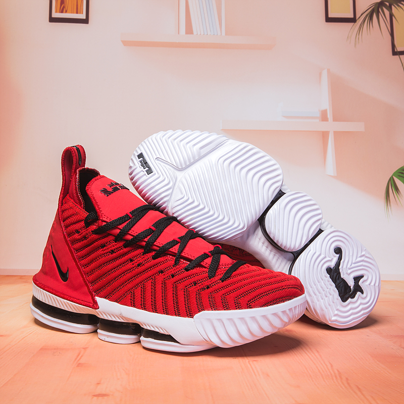 Women Nike Lebron 16 Red Black White Shoes